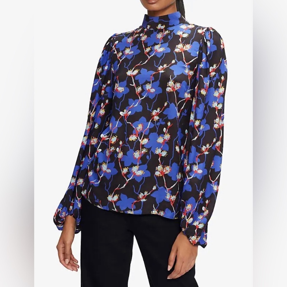 Ted Baker London $240 Blouse Top Ooma Floral Print Open‎ Back Size XS 0